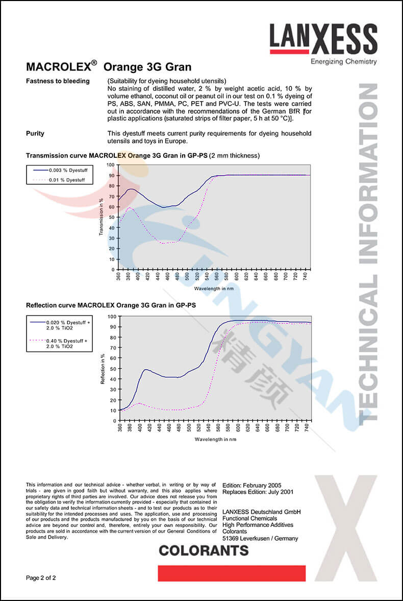 朗盛染料橙3G數據表2