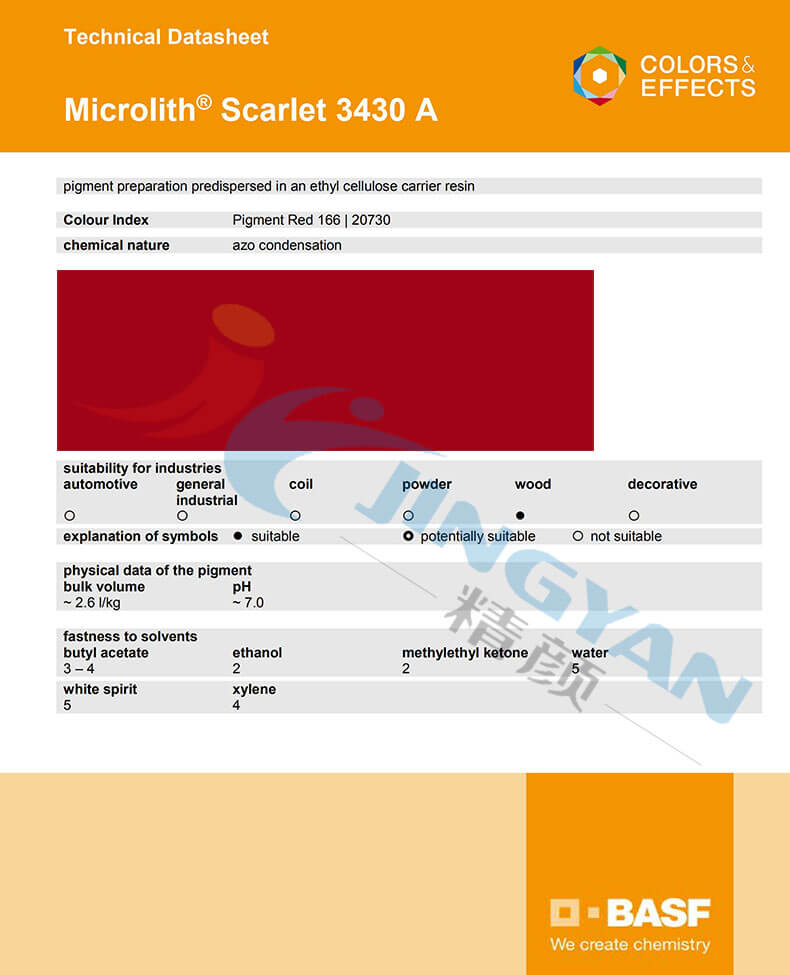 巴斯夫微高力3430A/R-A納米顏料TDS技術數據表