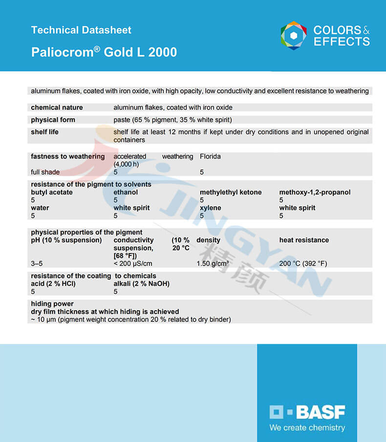 巴斯夫L2000效果顏料TDS技術數據報告